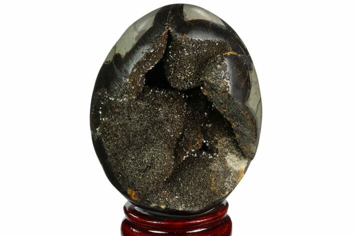 Septarian Dragon Egg Geode - Black Crystals #123034